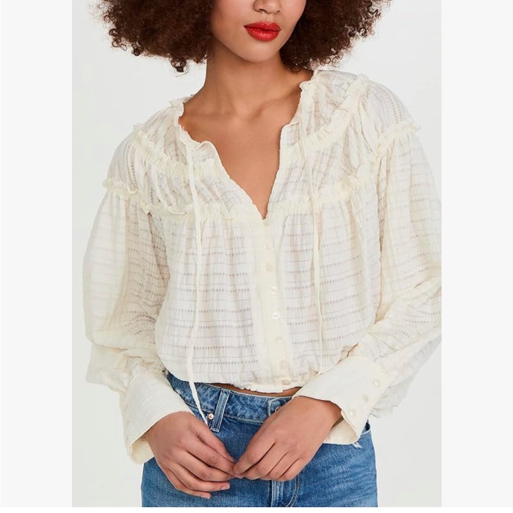 Free People Hailey Cropped Boho Blouse In Ivory